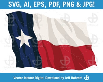 Texas State Flag waving color isolated vector illustration digital download, ai, eps, pdf, svg, png and jpg