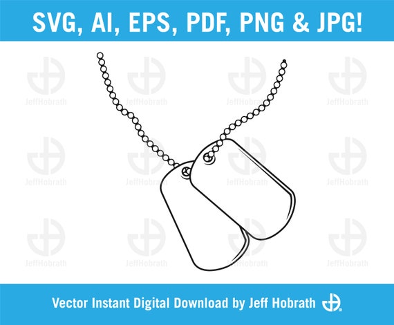 Blank Dog Tags Black Line Art Vector Illustration Instant Digital Download,  Ai, Eps, Pdf, Svg, Png and Jpg 