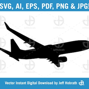 Comercial Jet Passenger Airliner avião silhueta vetor ilustração download digital, ai, eps, pdf, svg, png e jpg