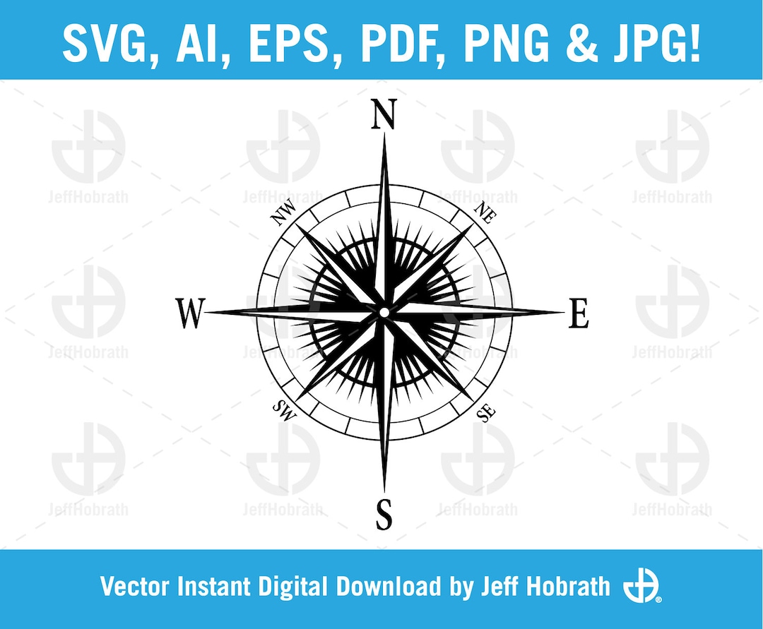 Compass Vector Pdf Compass Isolated Vector Illustration Digital Download, Ai, Eps, Pdf ...
