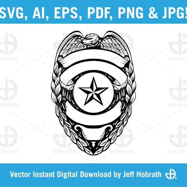 Police, Security, Law Enforcement Badge vector line art illustration, ai, eps, pdf, svg, png and jpg