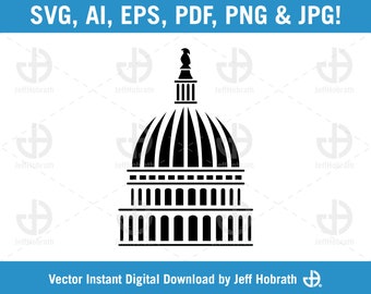 Washington D.C. Capitol Dome black line art vector illustration instant digital download, ai, eps, pdf, svg, png and jpg