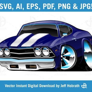 Classic Muscle Car Cartoon  isolated vector illustration digital download, ai, eps, pdf, svg, png and jpg