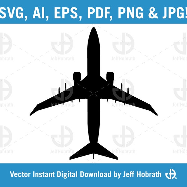 P-8 Poseidon Military Jet Aircraft silhouette isolated vector illustration digital download, ai, eps, pdf, svg, png and jpg