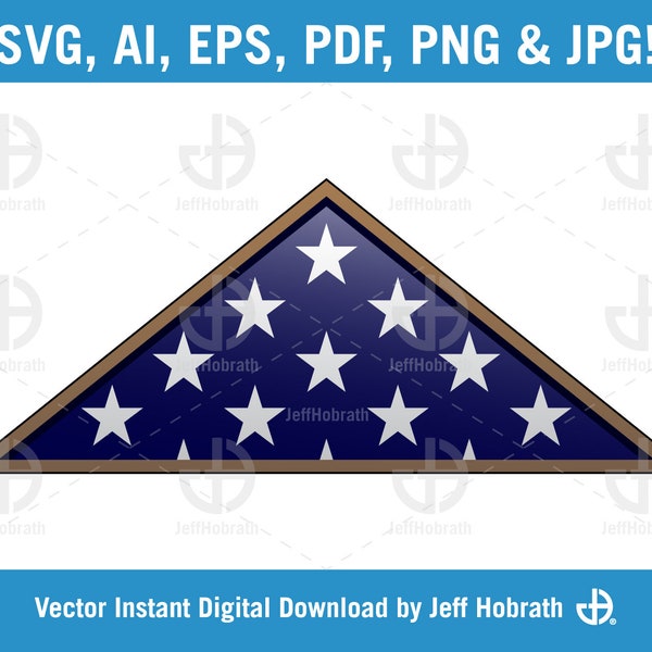 USA American Folded Flag vector illustration, symbol of honor, sacrifice, and service, digital download, ai, eps, pdf, svg, png and jpg