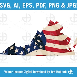 Virginie avec USA Flag Overlay isolé vector illustration téléchargement numérique, ai, eps, pdf, svg, png et jpg