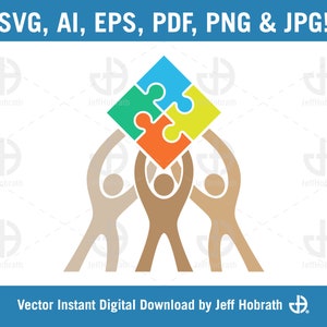 Teamwork Puzzle Logo isolierte Vektor Illustration digitaler Download, ai, eps, pdf, svg, png und jpg