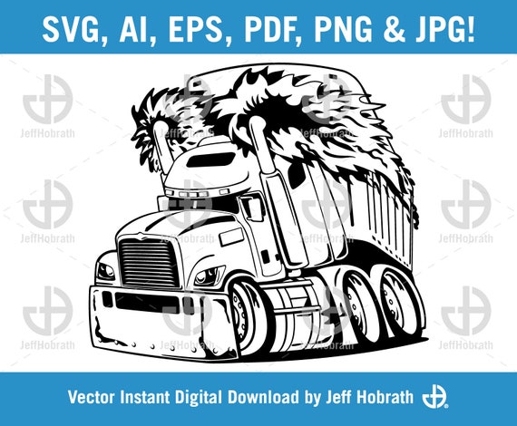 Big Rig Tractor Trailor Semi Truck Cartoon Black and White - Etsy Australia Big Rig Tractor Trailor Semi Truck Cartoon Black and White - Etsy Australia