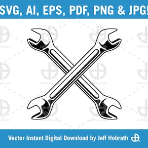 Crossed Wrenches mechanic tools isolated vector illustration digital download, ai, eps, pdf, svg, png and jpg