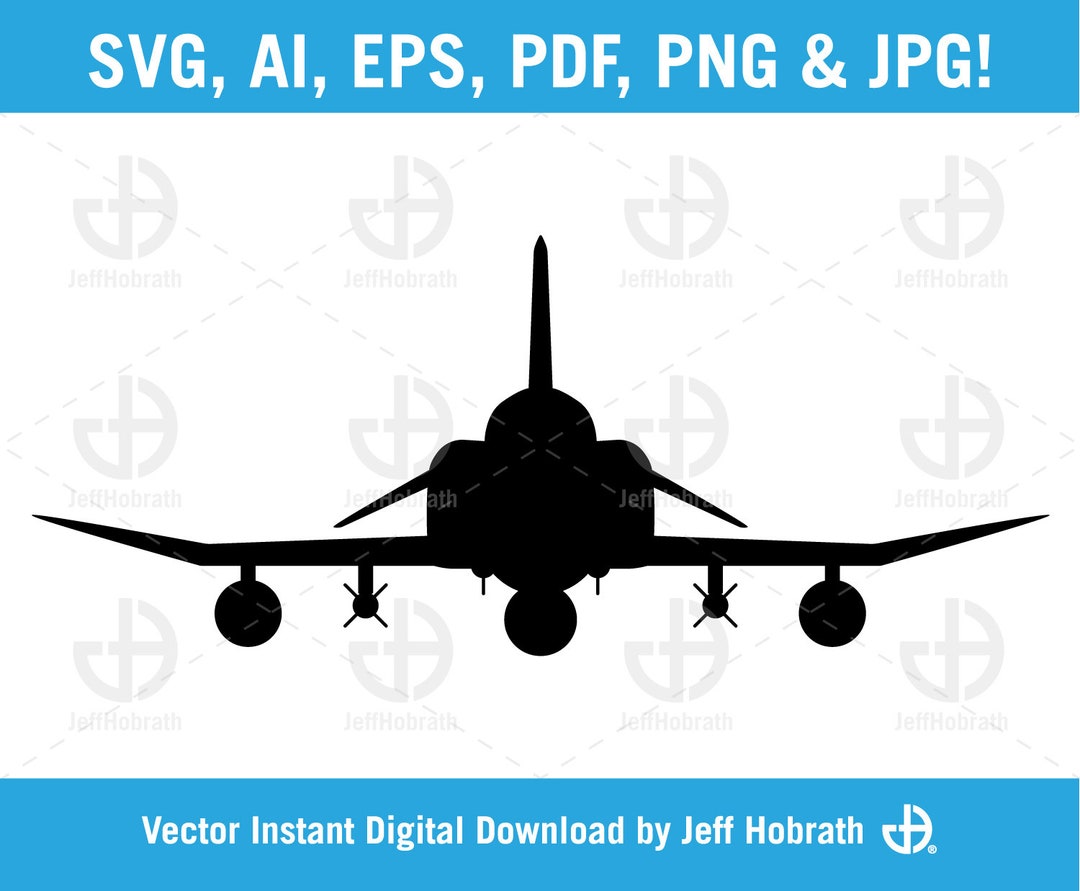 F4 Phantom II Military Fighter Jet Aircraft Silhouette Isolated Vector