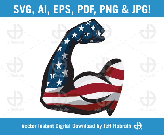 Download American Pride Usa Flag Arm Flex Vector Illustration Instant Digital Download Ai Eps Pdf Svg Png