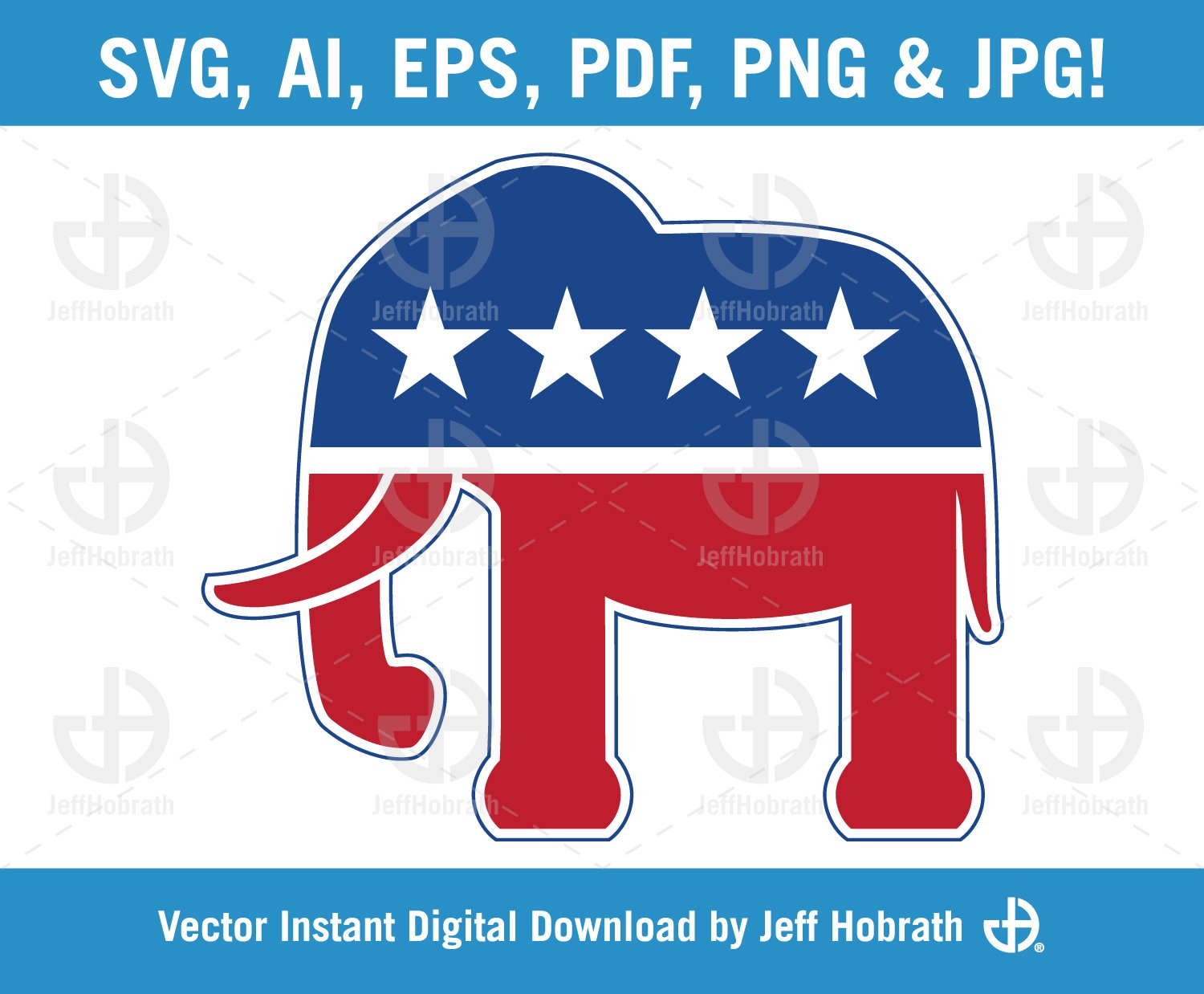 Republican Elephant Red White and Blue Political Vector