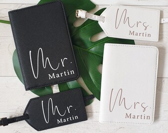 personalised mr and mrs luggage tags