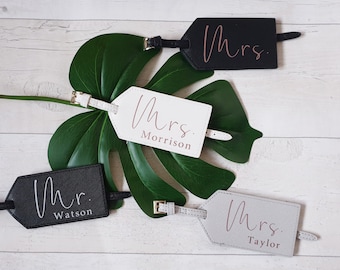 Mr and Mrs Luggage Tag, Personalised Luggage Tags, Custom Luggage Tag, Wedding Luggage Tags, Luggage ID, Leather Luggage Tag, Name Tag