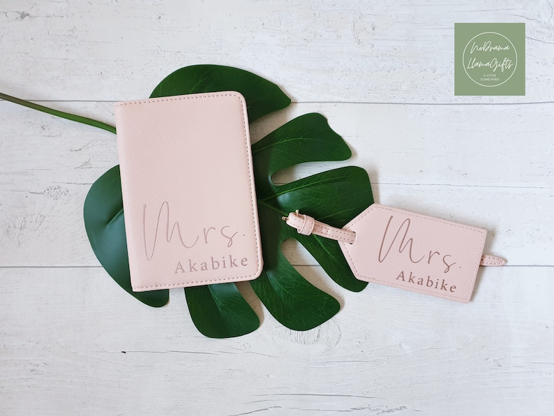 Mr and Mrs Passport Covers and Luggage Tag, Personalised Passport Cover and Luggage Tag, Passport Cover Wedding, Passport Wallet, Travel image 5