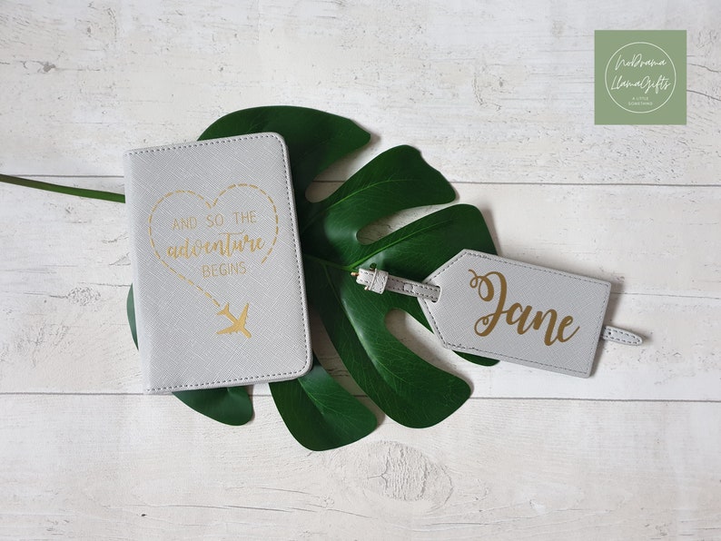 And so the Adventure Begins Passport Holder and Luggage Tag, Passport Holder, Travel Passport, Passport Case, Passport Travel Gift for Her image 7