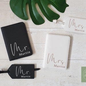 Mr and Mrs Passport Covers and Luggage Tag, Personalised Passport Cover and Luggage Tag, Passport Cover Wedding, Passport Wallet, Travel imagem 9