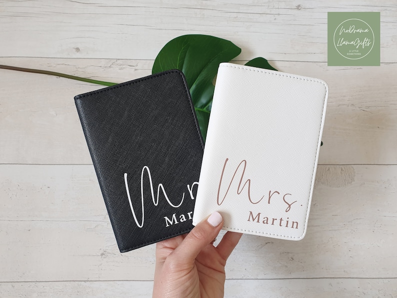 Mr and Mrs Passport Covers and Luggage Tag, Personalised Passport Cover and Luggage Tag, Passport Cover Wedding, Passport Wallet, Travel imagem 7