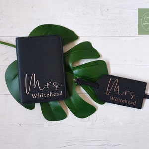 Mr and Mrs Passport Covers and Luggage Tag, Personalised Passport Cover and Luggage Tag, Passport Cover Wedding, Passport Wallet, Travel image 6