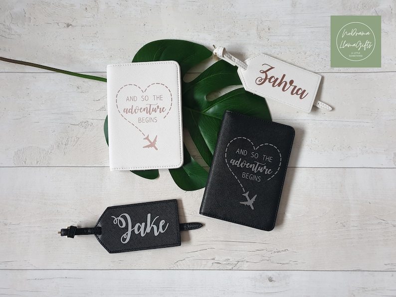 And so the Adventure Begins Passport Holder and Luggage Tag, Passport Holder, Travel Passport, Passport Case, Passport Travel Gift for Her image 5