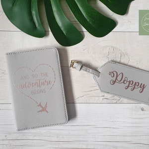And so the Adventure Begins Passport Holder and Luggage Tag, Passport Holder, Travel Passport, Passport Case, Passport Travel Gift for Her image 9