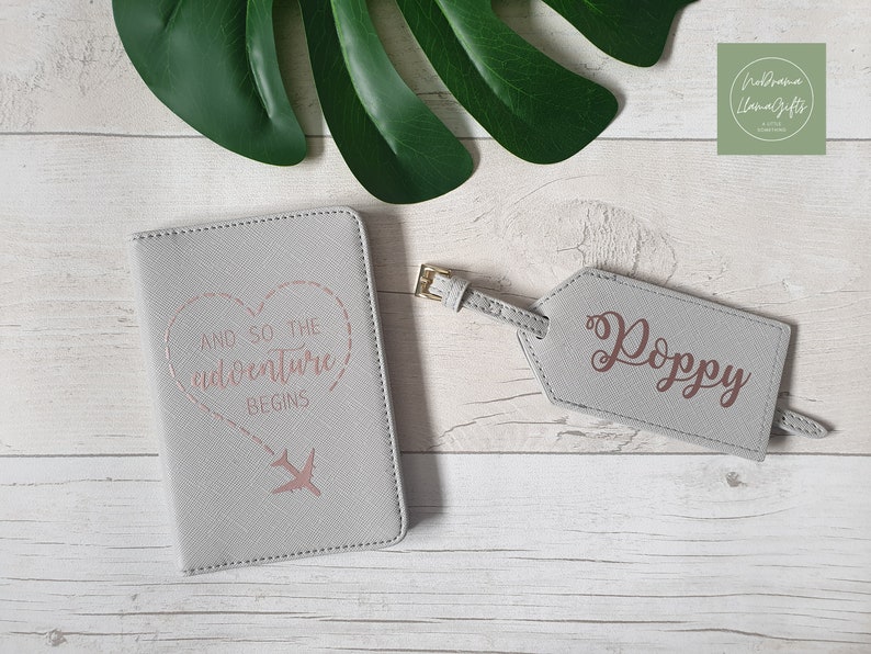 And so the Adventure Begins Passport Holder and Luggage Tag, Passport Holder, Travel Passport, Passport Case, Passport Travel Gift for Her image 9