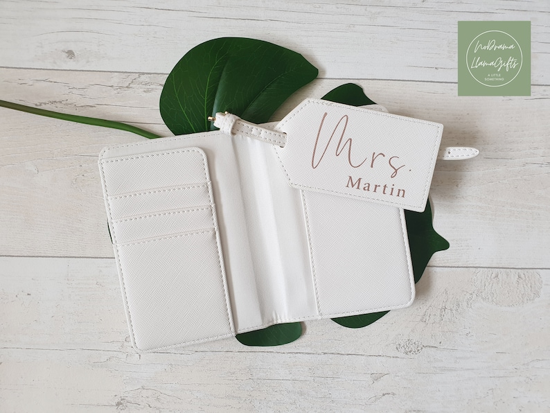 Mr and Mrs Passport Covers and Luggage Tag, Personalised Passport Cover and Luggage Tag, Passport Cover Wedding, Passport Wallet, Travel image 3