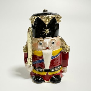 Collectible Thimble Nutcracker, Enamel Metal Thimble with Swarovski Crystals, Seamstress Gift