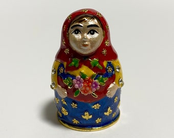 Sammlerstück Fingerhut, Emaille Metall Fingerhut mit Swarovski Kristallen, Nesting Dolls Style, Näherin Geschenk