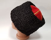 Winter cap Cossack Hat Papakha Genuine Black Astrakhan Fur Russian Karakul Fur