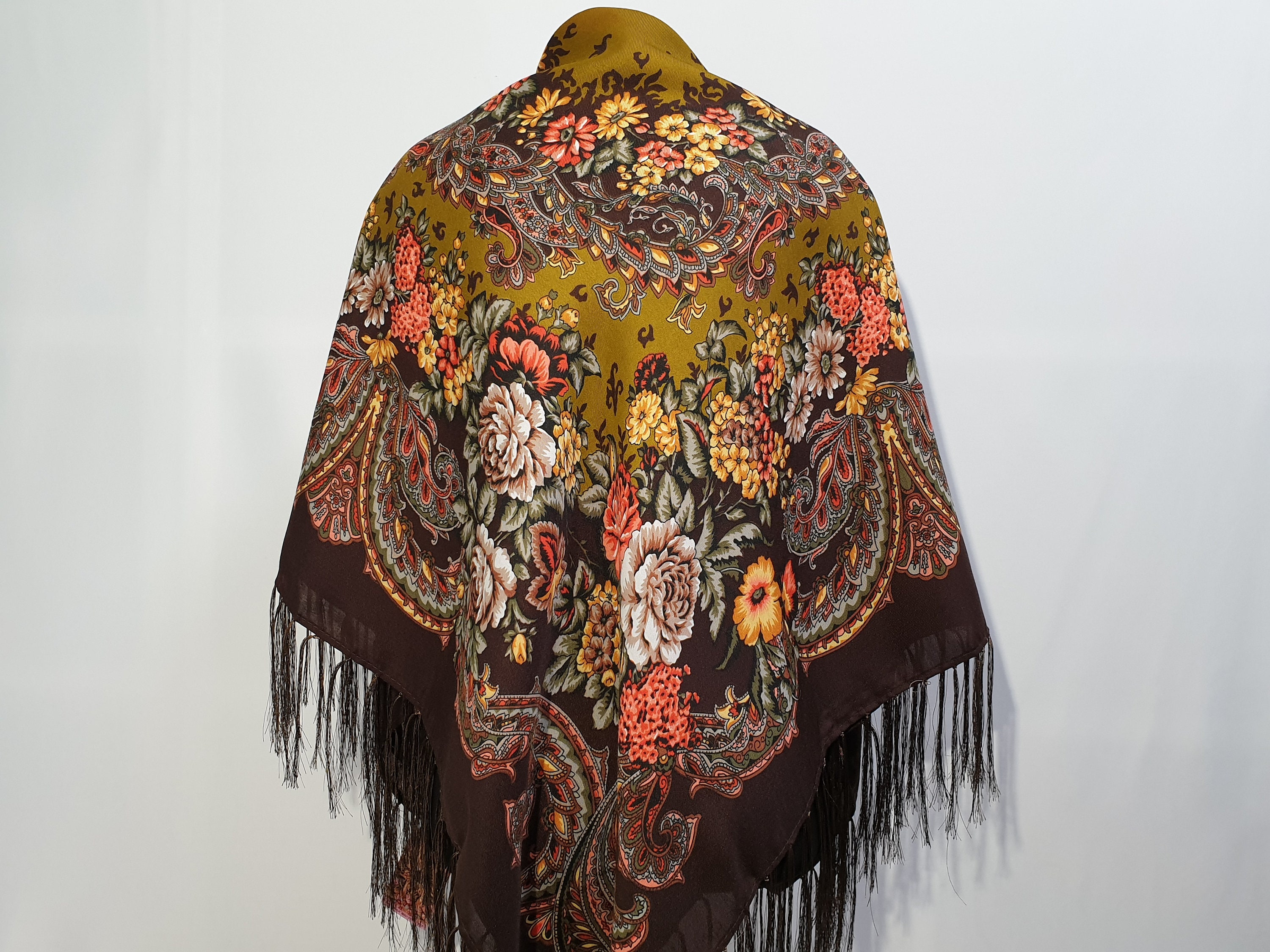 Sciarpa Tradizionale Scialle Zingaro Slavo Ucraino Babushka - Foto 12