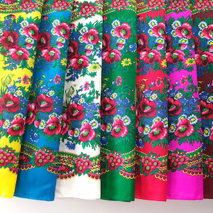Ukrainian Scarf Babushka Scarf, Headscarf Neckerchief Muffler, Floral Scarf Lot, Timeless Treasures Fabric 30x30 inch (75x75 cm)
