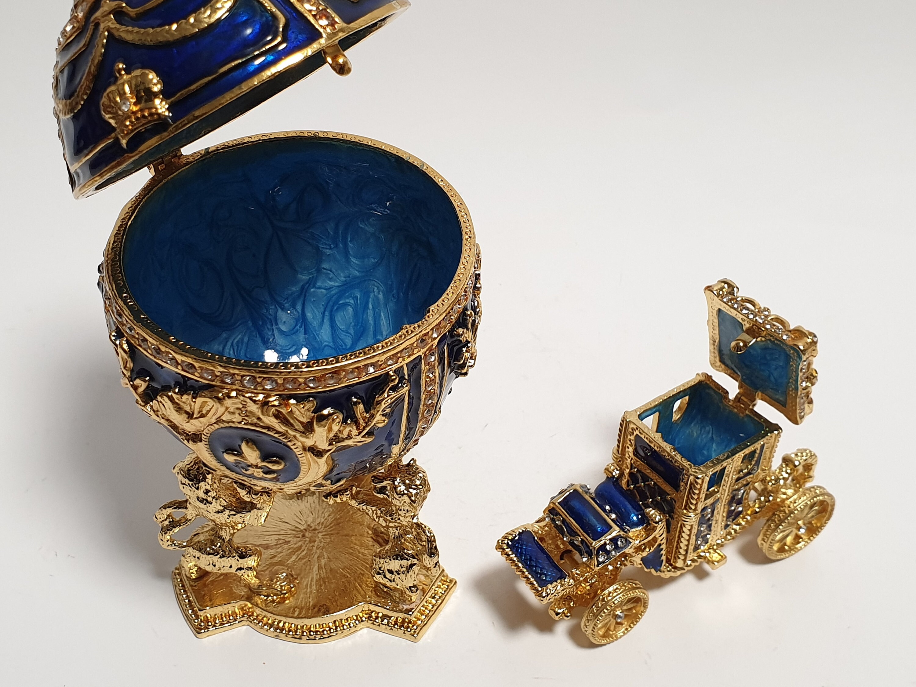 Large Faberge Egg Jewelry Box with Carriage Trinket Box Enamel Etsy