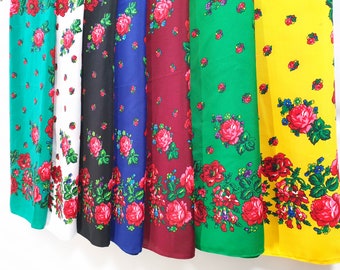 Pavlovo Posad Scarf Ukrainian Shawl Slavic Floral Fabric