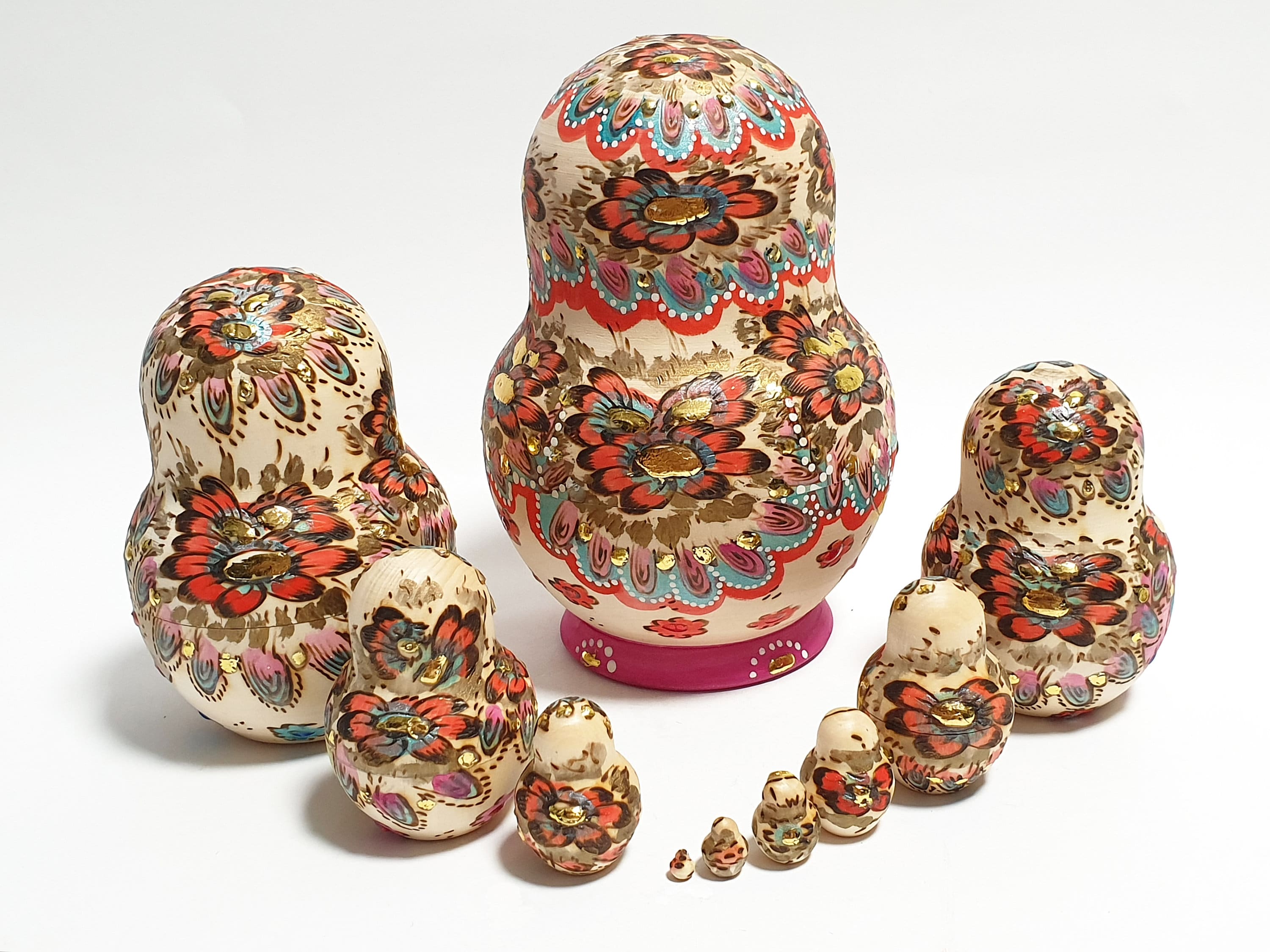 10 Pcs Babushka Doll Custom Wooden Nesting Dolls Unique Etsy