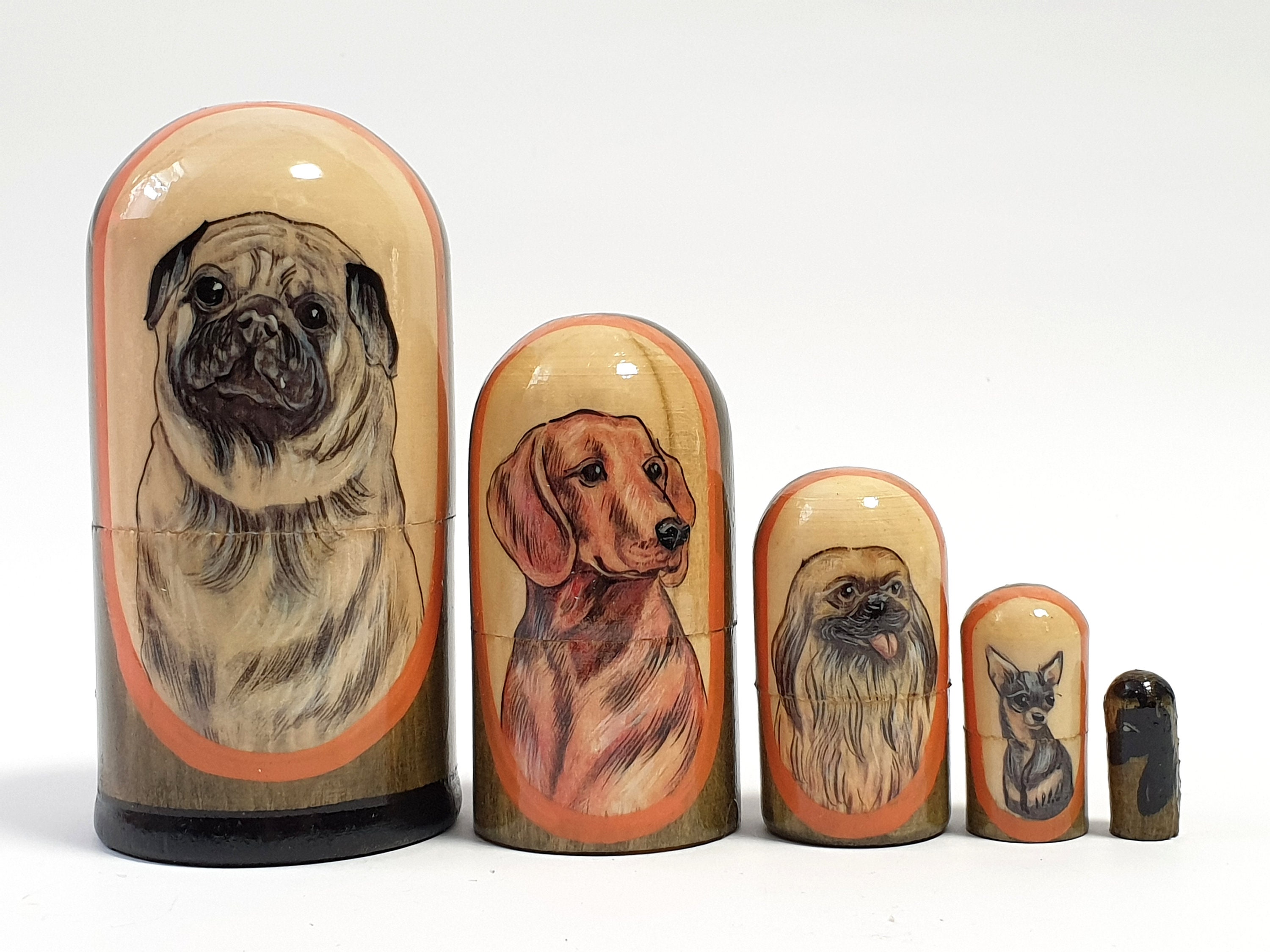 Dogs Wooden Nesting Dolls for Kids Matryoshka Animals Etsy