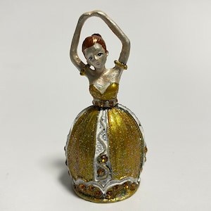 Collectible Thimble, Enamel Metal Thimble with Swarovski Crystals, Ballerina Figurine, Seamstress Gift
