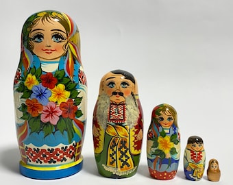 Oekraïense Nesting Dolls for Kids, Matryoshka Babushka Doll, Hand Painted Stacking Dolls, Oekraïne Geschenken 6,4 inch (16 cm)