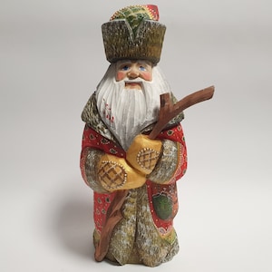 Santa Claus Figurine, Hand Carved Wooden Santa Figure, Wood Carving Sculpture 12.4 inch (31 cm)