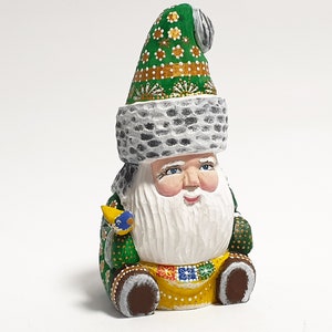 Santa Claus Gnome Hand Carved Wooden Doll Primitive Santa 6 inch (15 cm)