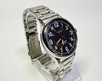 Vintage Rote Uhr Aviator, Handgemachte Mechanische Uhr aus der UdSSR