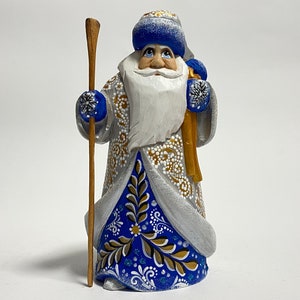 Ukrainian Santa Claus Figurine, Hand Carved Wooden Santa Figure, Wood Carving Art Father Frost 5.8 inch (14.5 cm)