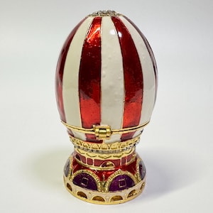 Faberge Egg with Church Model, Enamel Metal Box with Swarovski Crystals 3.2 inch (8 cm)