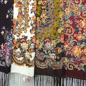 Babushka Scarf Scarf Ukrainian Shawl Floral Folk Slavic Fabric Chale Russe