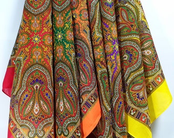Ukrainian Headscarf Babushka Scarf Slavic Floral Folk Fabric 30x30 inch