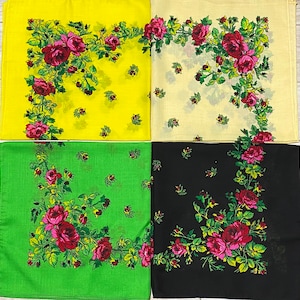Kokum Scarf Ukrainian Scarf Babushka Shawl Slavic HeadScarf Floral Fabric 75x75 cm (30x30 inch)