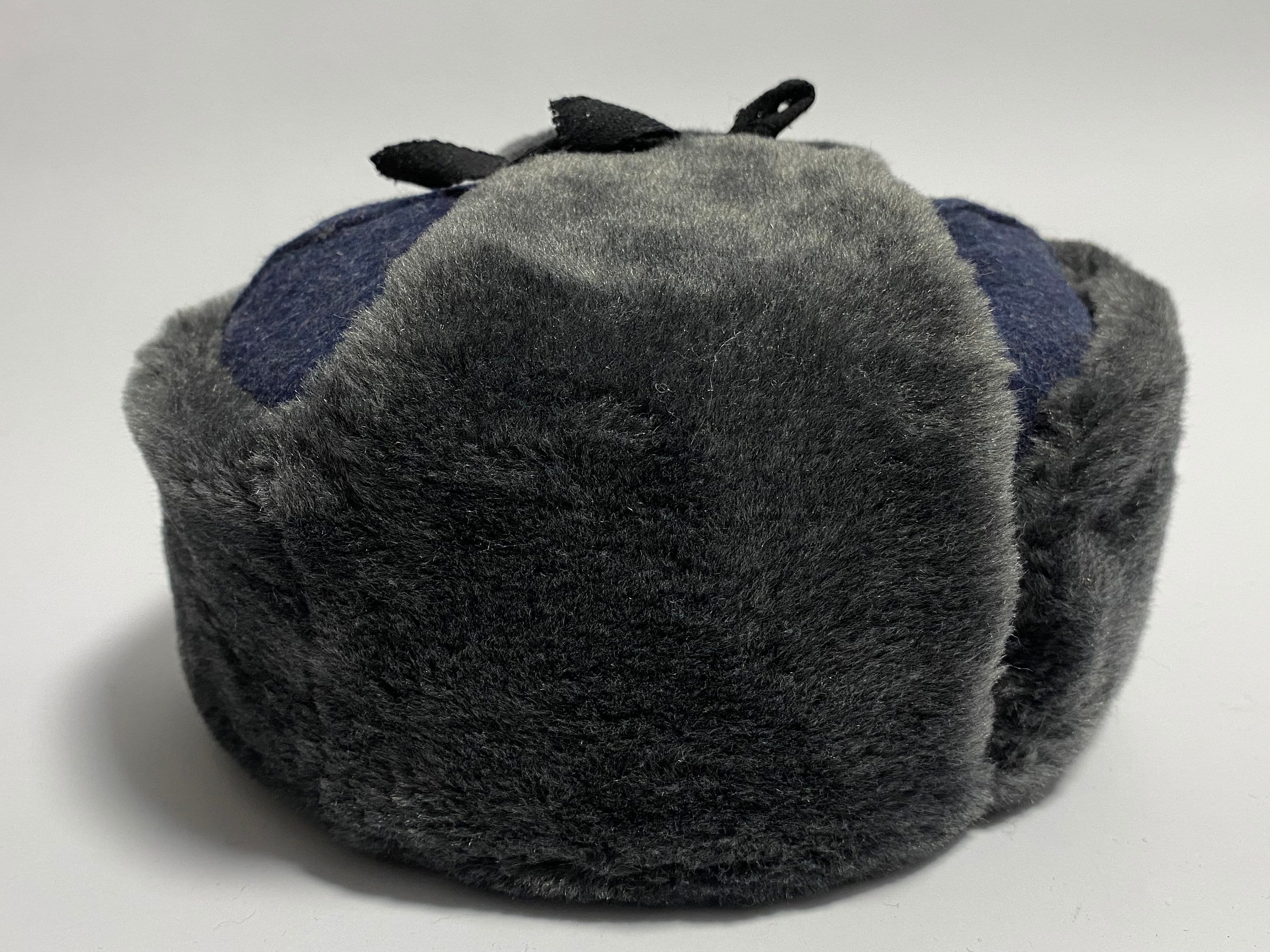 East German DDR NVA Cold Weather Grey Synthetic Fur Ushanka Hat