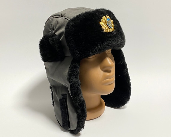 Ukrainian Ushanka Aviator Hat, Winter Ear Flap Hat, Faux Fur