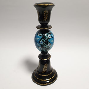 Hand Painted Candlestick Table Wooden Candle Holder Floral Candle Holder 8.8 inch (22 cm)