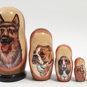 Dogs Custom Nesting Dolls, Matryoshka Animals Babushka Doll, Stacking Dolls, German Shepherd Gift 4.4 inch (11 cm)